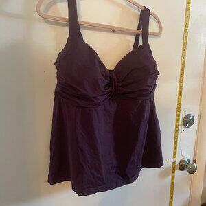 Purple tankini with ruffled swim skort